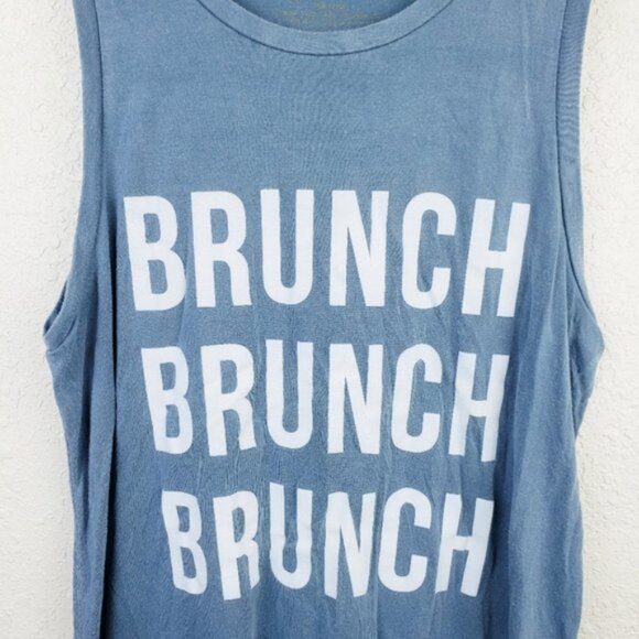 Mumu Mellow BRUNCH Spell out Slouchy Graphic Tee size S - Picture 10 of 10